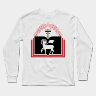 Christian illustration. Lamb of God on the background of the open book of life. Long Sleeve T-Shirt